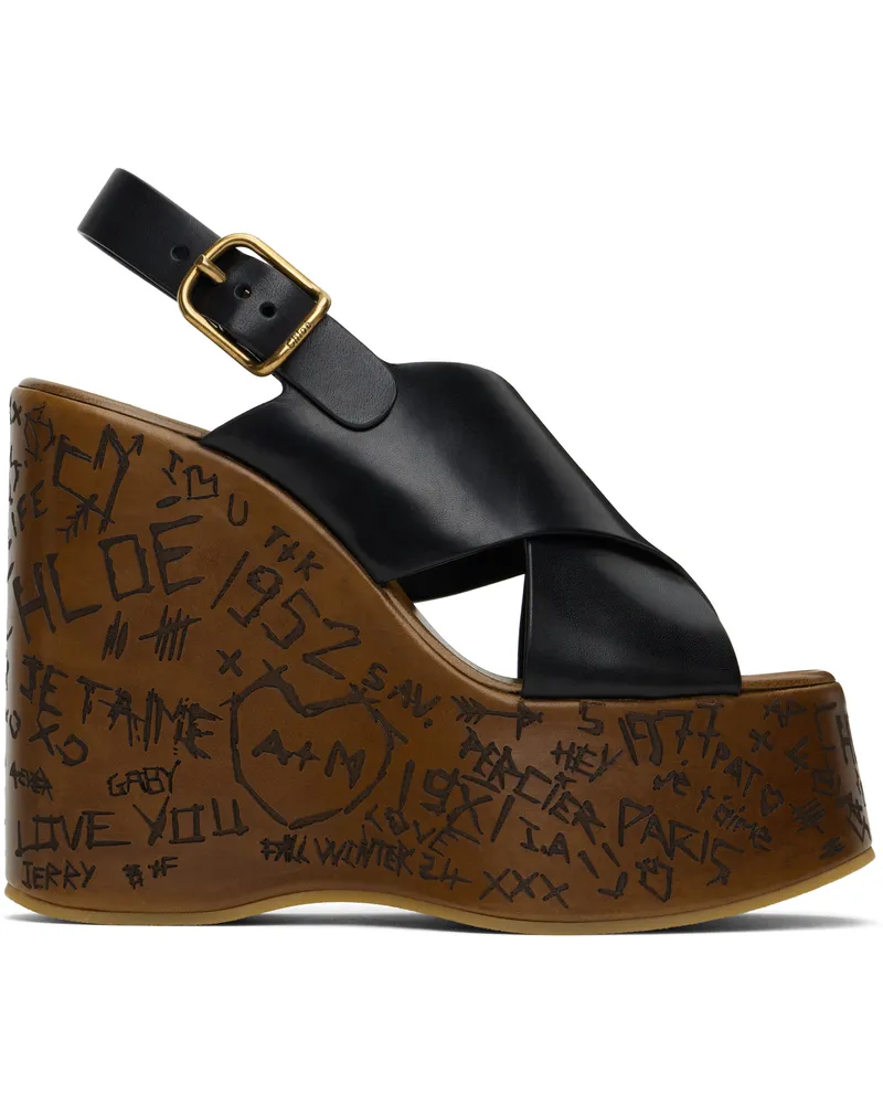 Chloé Black Maxime Wedge Sandals 001