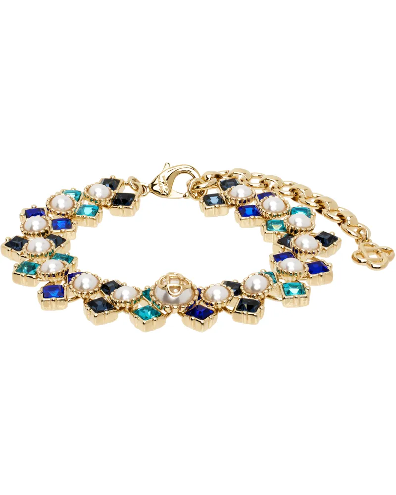 Casablanca Paris Gold & Blue Crystal & Faux-Pearl Bracelet Gold