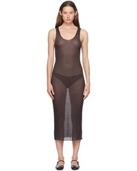 Deiji Studios Brown Knit Singlet Midi Dress Mahogany