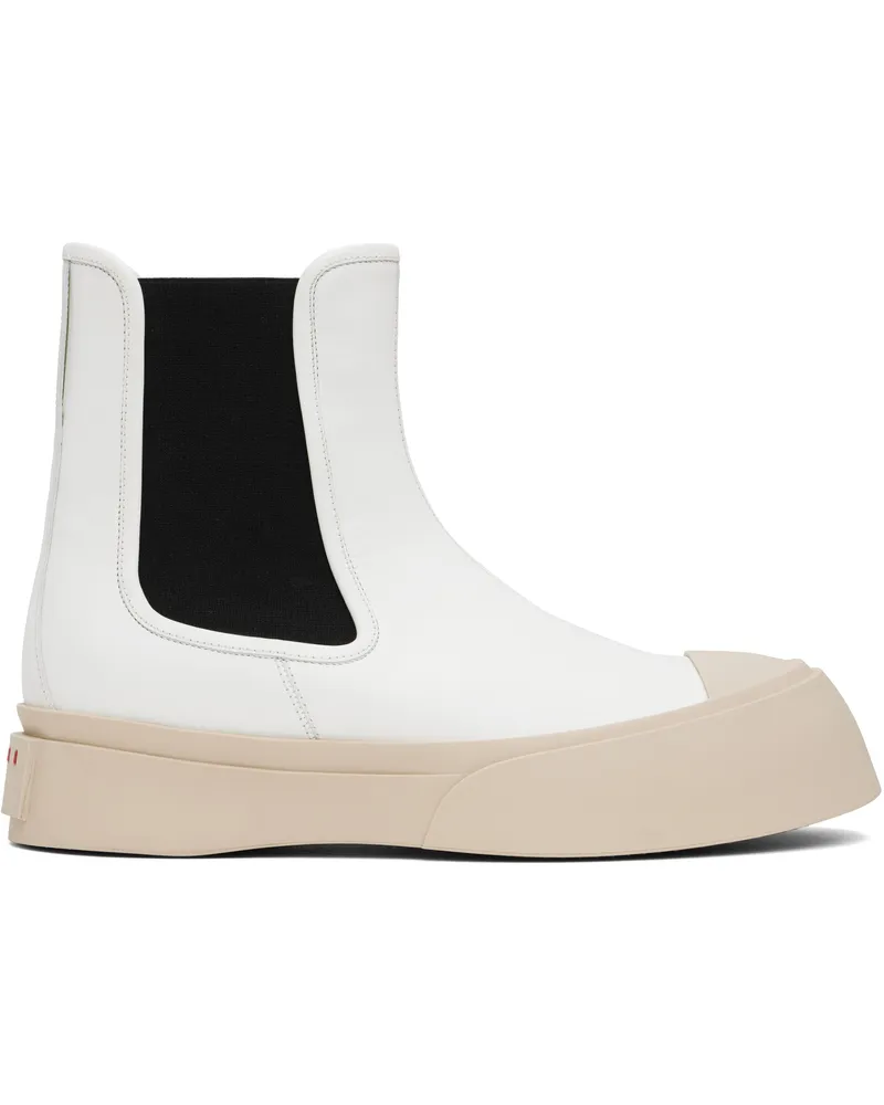 Marni White Leather Pablo Chelsea Boots 00w01