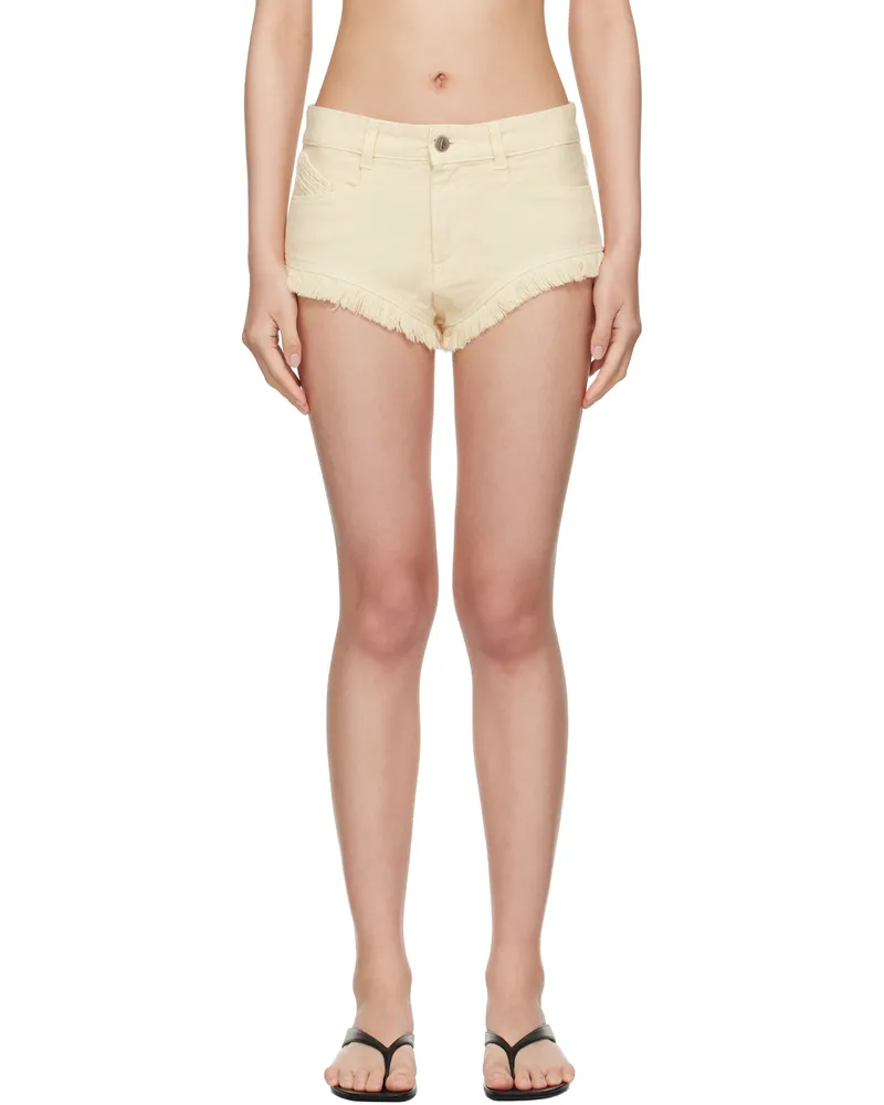 ATTICO Off-White Fringed Denim Shorts 556