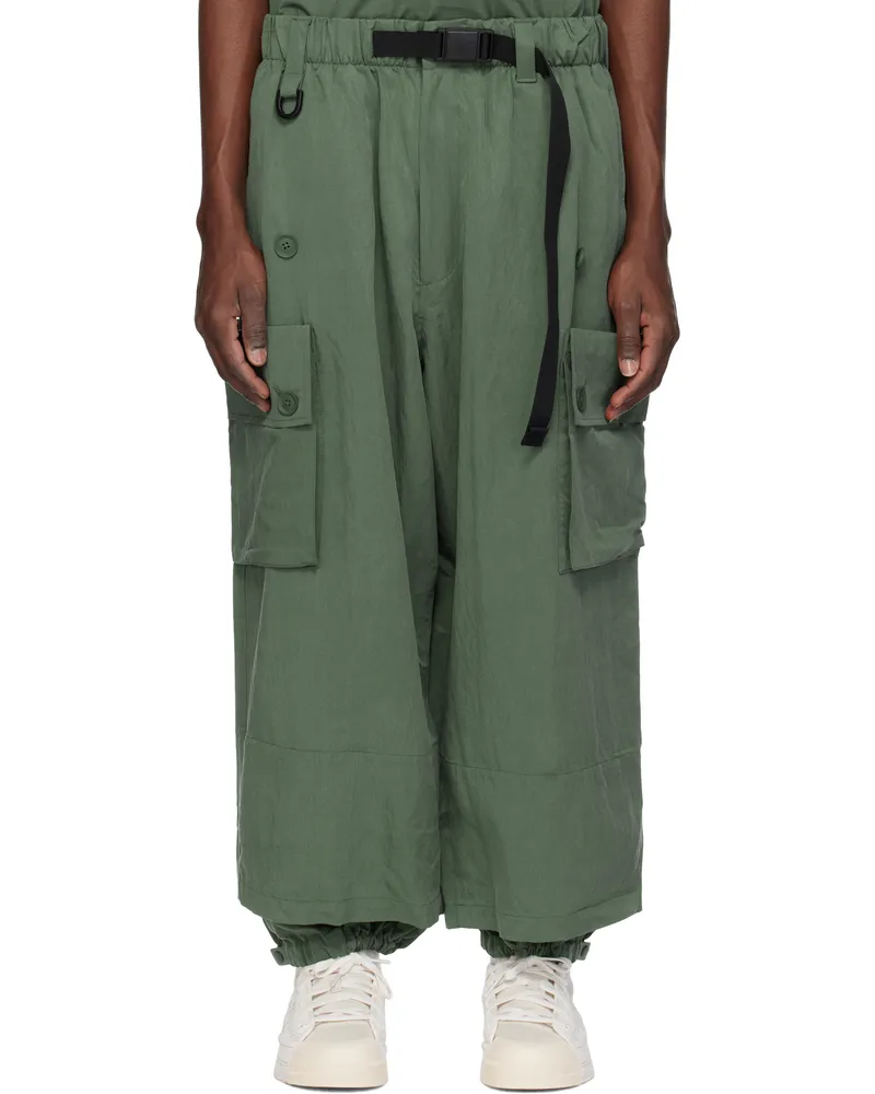 Y-3 Green Twill Cargo Pants Green