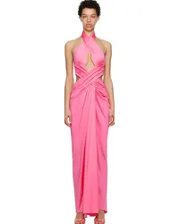 Moschino Pink Draped Maxi Dress Afucsia