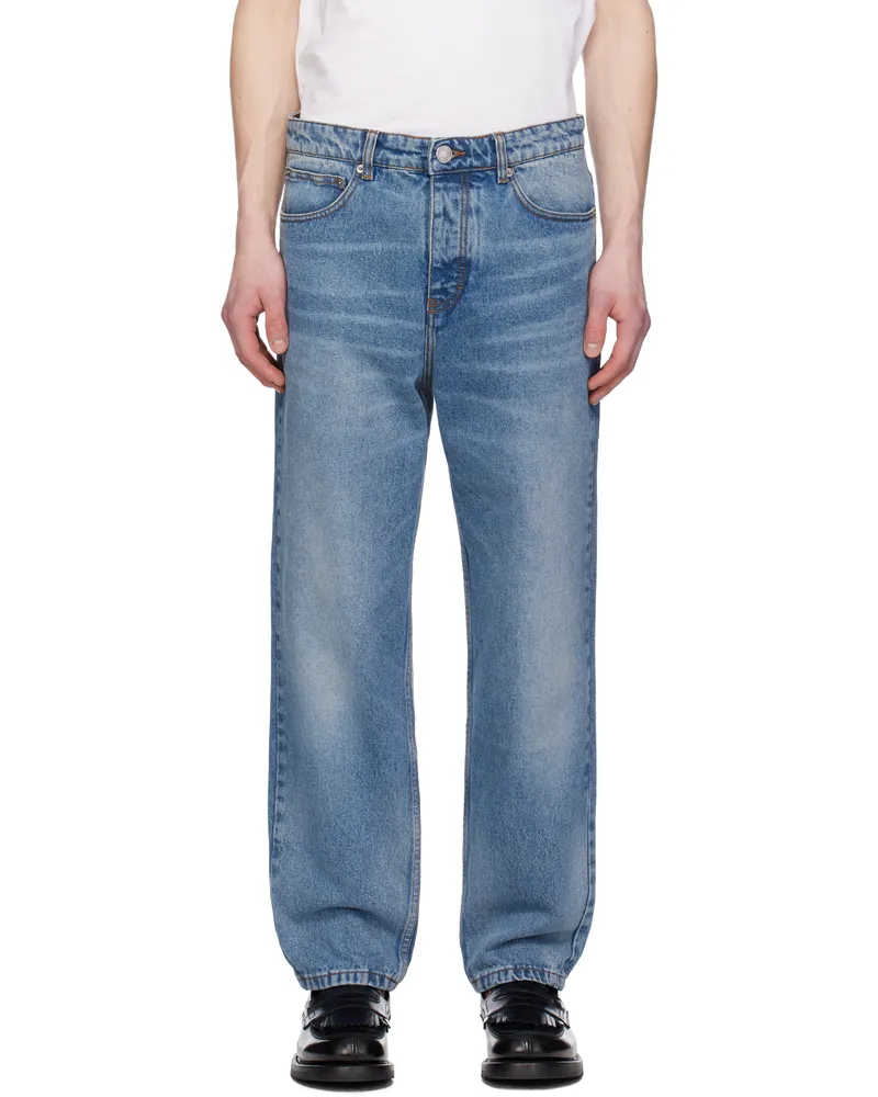 AMI Paris Blue Cotton Tapered Fit Jeans 480