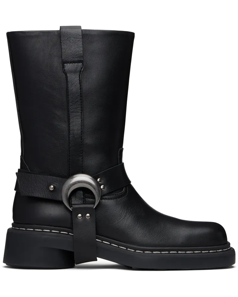 Marine Serre Black Metal Free Leather MS Moto Boots Bk99