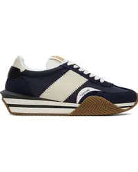 Tom Ford Navy Suede Technical Fabric James Sneakers Blue