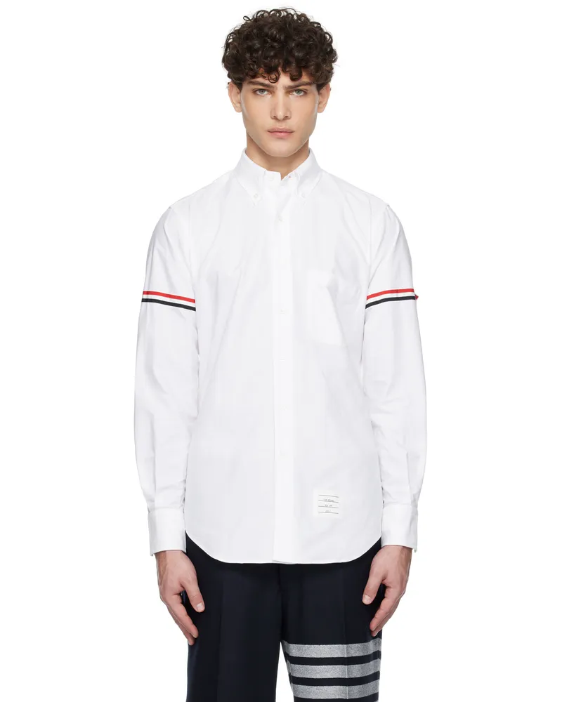 Thom Browne White Striped Grosgrain Armband Classic Shirt 100