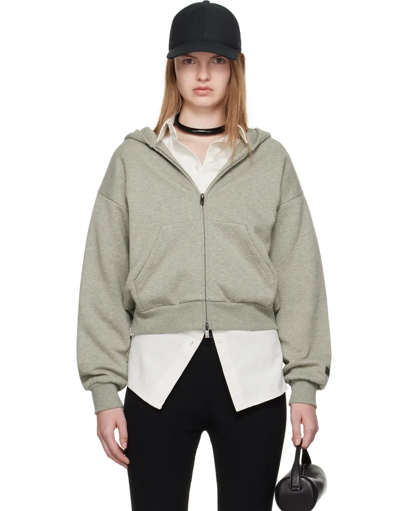 Fear of God Gray Classic Fit Zip-Up Hoodie Concrete