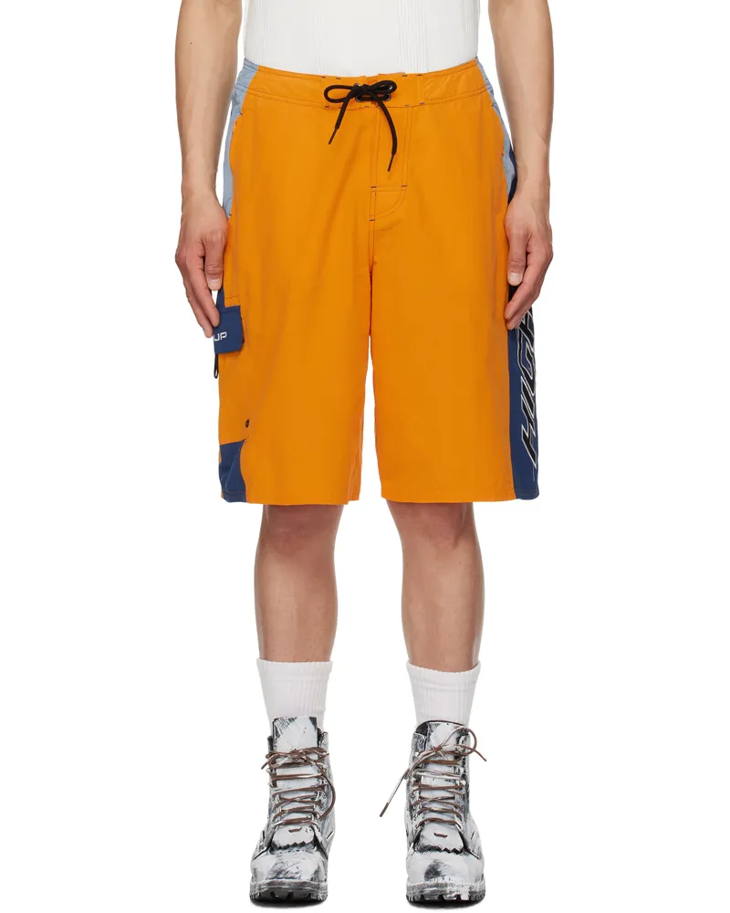 Martine Rose Orange & Navy Board Swim Shorts Ora