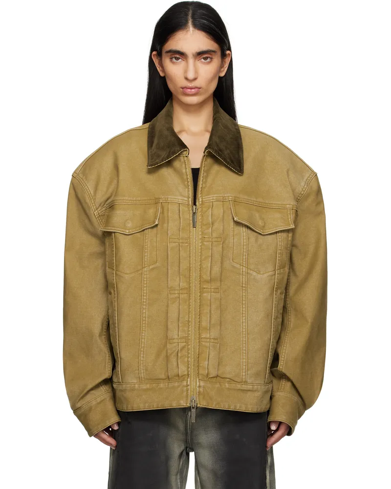 Feng Chen Wang Tan Washed Canvas Workwear Jacket Brown