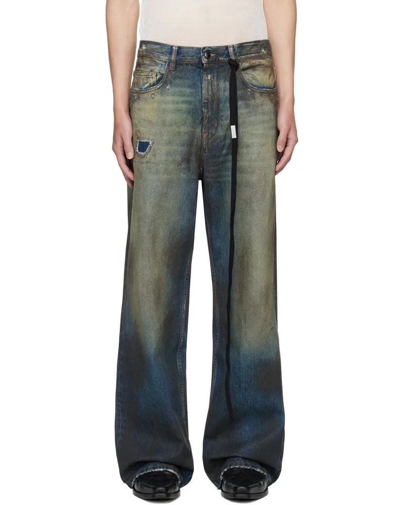 Ann Demeulemeester Blue Dirtied Bootcut Jeans Vintage