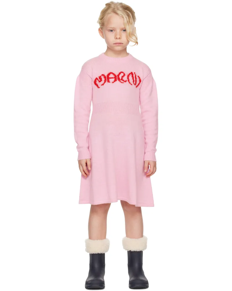Marni Kids Pink Brushed Logo Dress 0m345