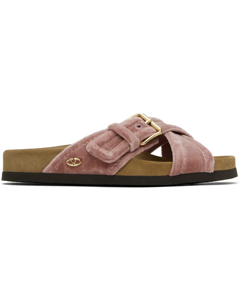 Valentino Garavani Pink Fussfriend Velvet Sandals Zn9