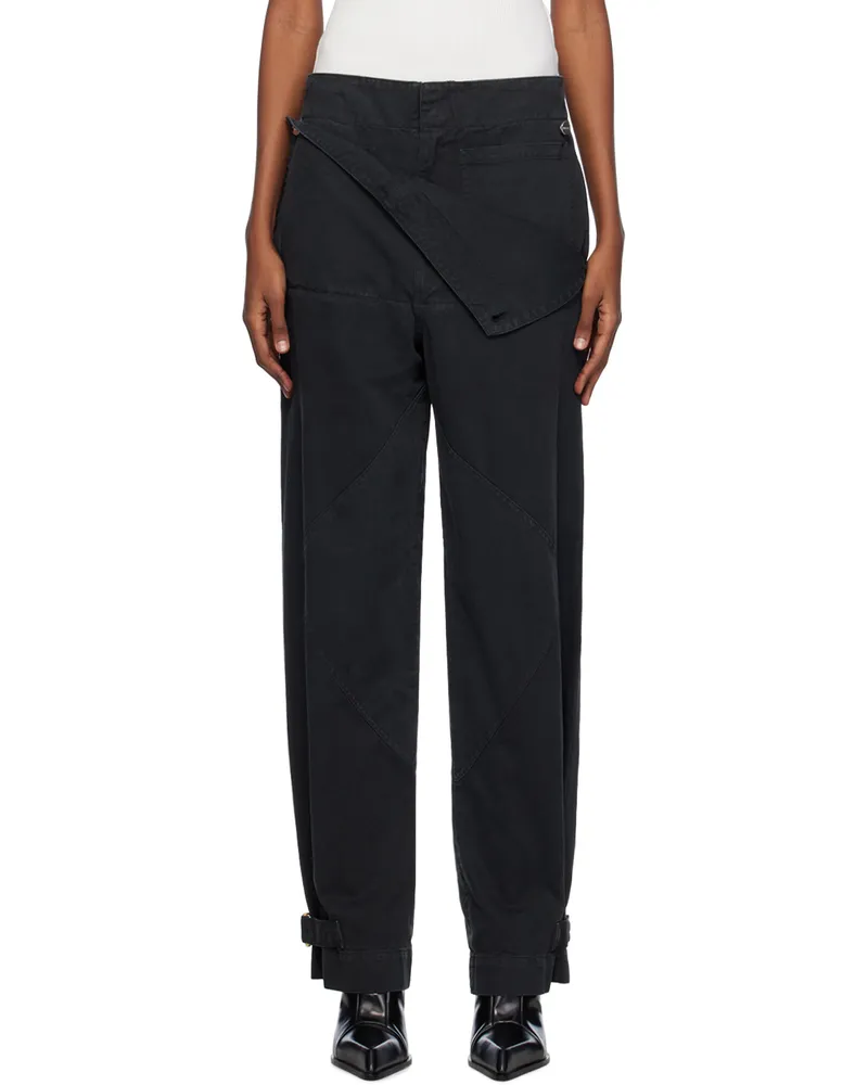 Dion Lee Black Belted Shell Trousers Washed