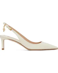 Tom Ford White Stamped Croc Slingback Heels 1wcream