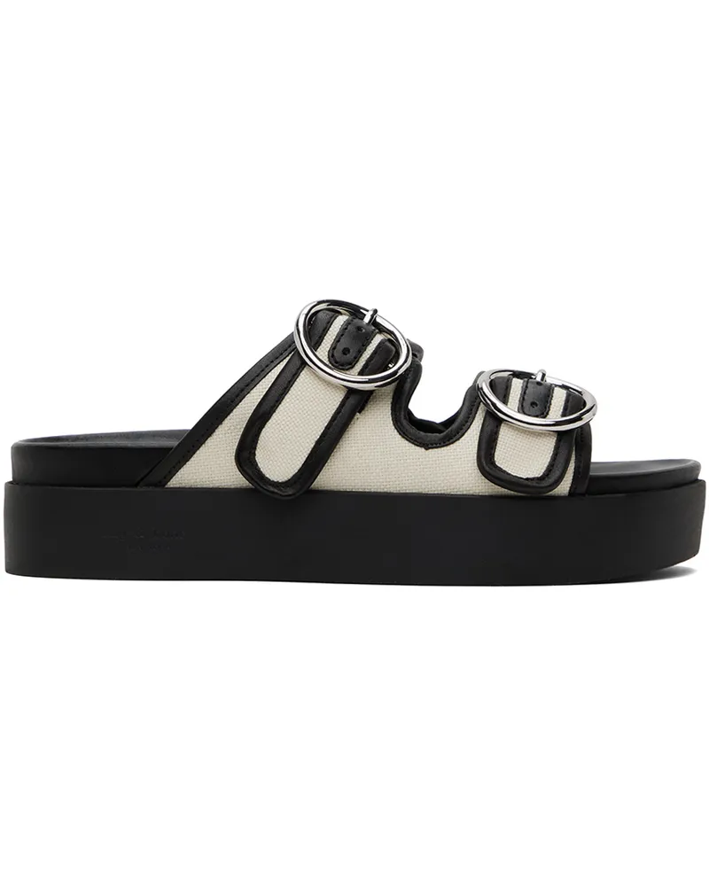 Rag & Bone Off-White & Black Geo Buckle Platform Slides Antqwhtblk