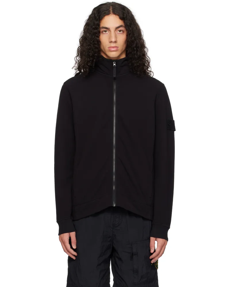 Stone Island Black 628F7 Organic Cotton Fleece Ghost Jacket V0029