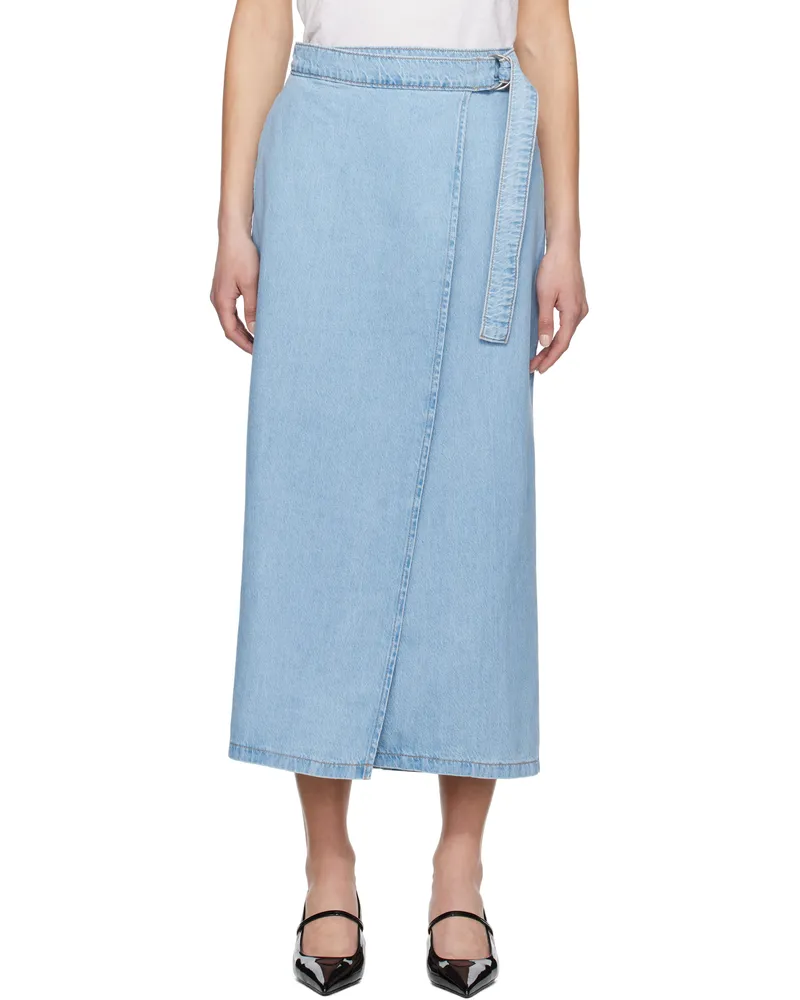 Levi's Levi Blue Column Wrap Denim Maxi Skirt Wrapped