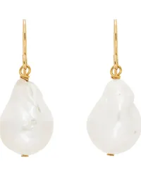 Jil Sander Gold & White Pearl Grainy Earrings Gold+white