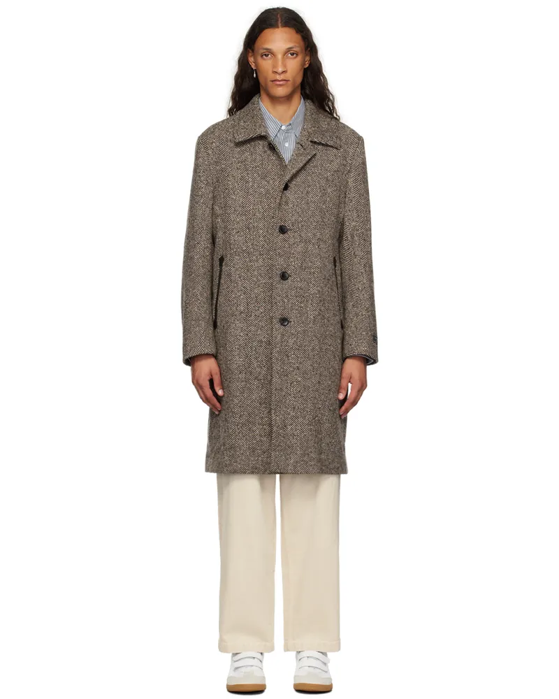 AFTER PRAY Beige & Brown Rogan Coat Brown