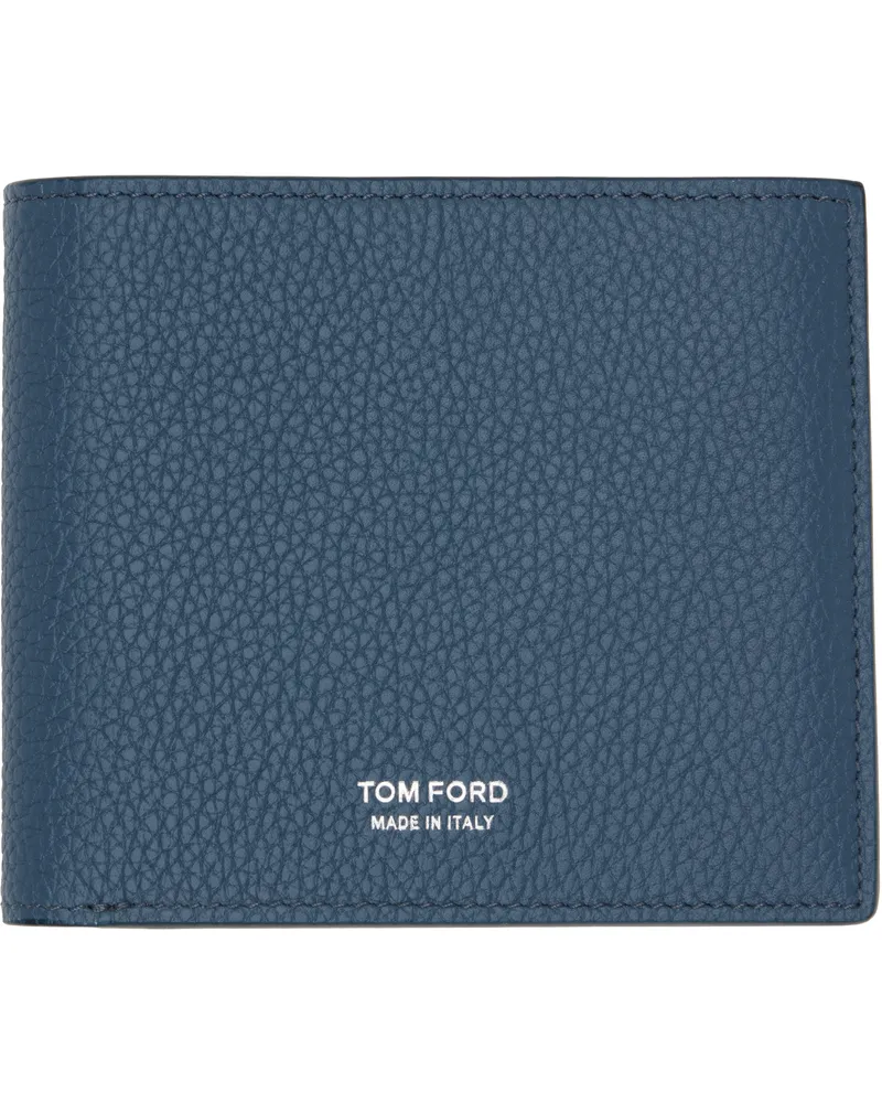 Tom Ford Blue Grain Leather Classic Bifold Wallet 1l059indigo
