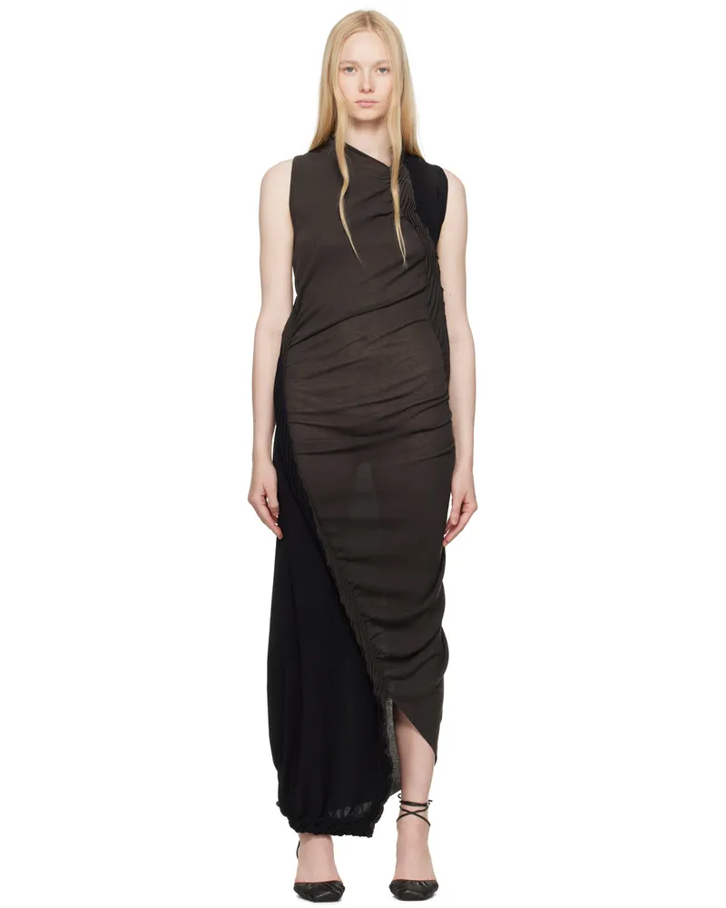 Issey Miyake Black & Gray Beanstalk Maxi Dress 15