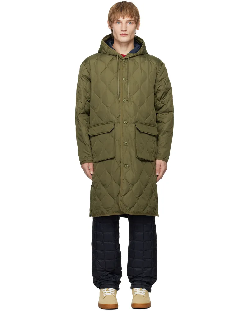 TAION Khaki Military Hood Long Down Coat D.olive