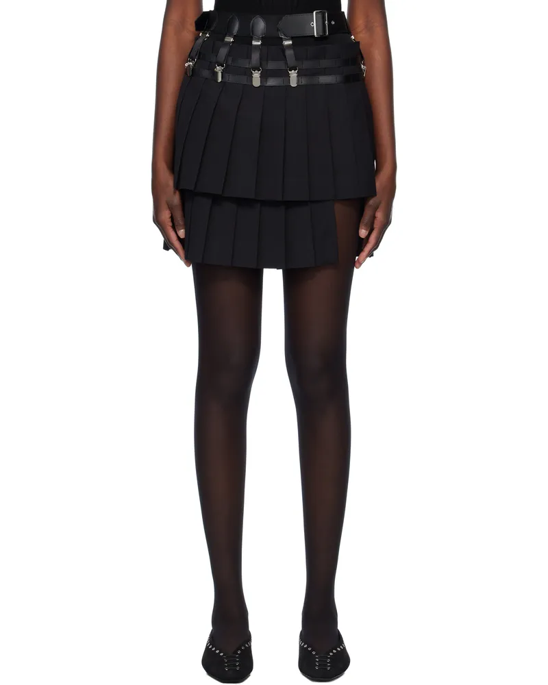 Noir Kei Ninomiya Black Wool Polyester Gabardine Miniskirt Black