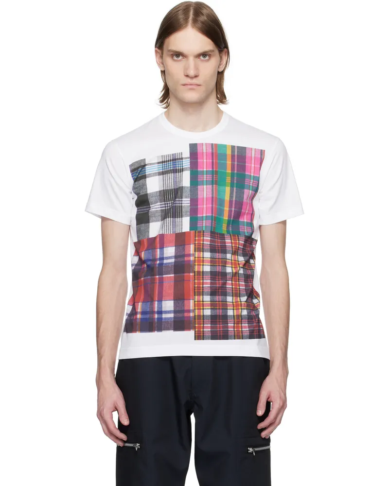 Comme des Garçons White Tartan Square Print T-shirt 1
