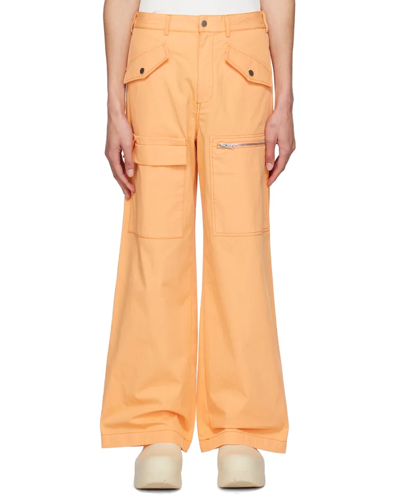 Dion Lee Orange Slouchy Pocket Cargo Pants Washed