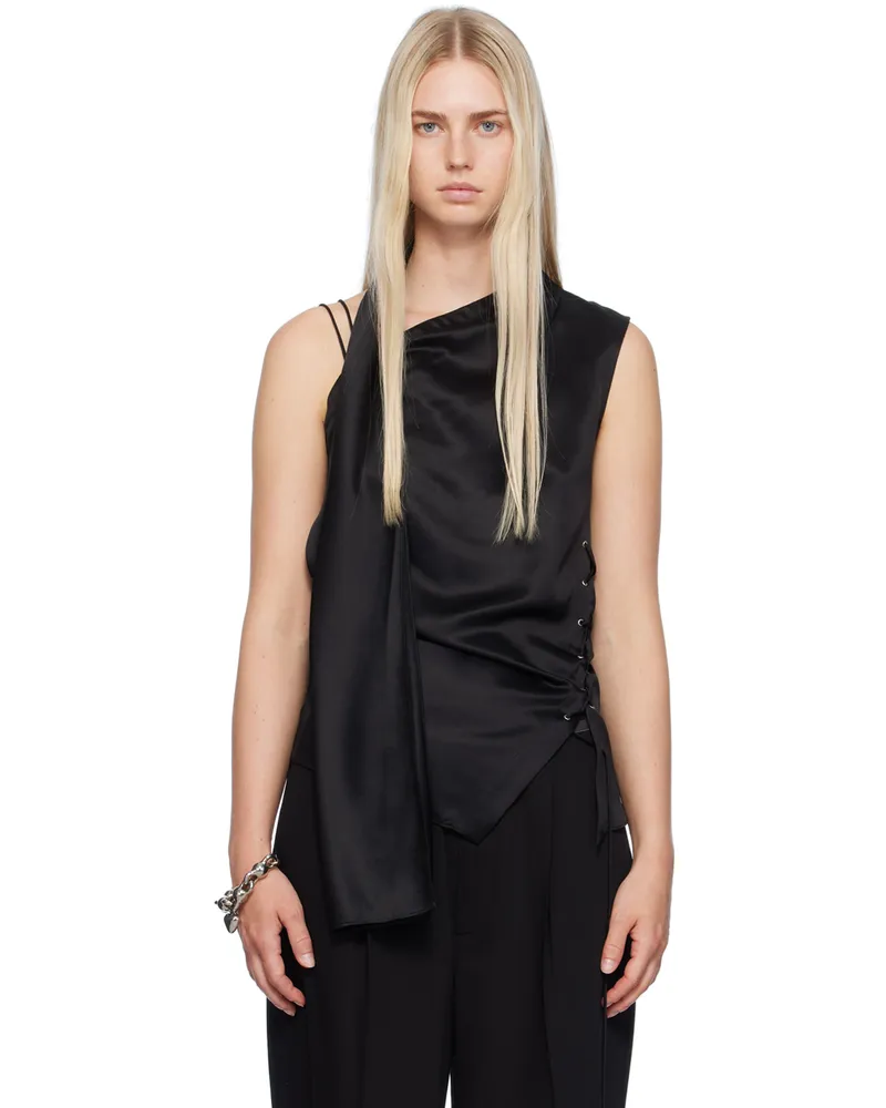 Acne Studios Black Fringe Wrap Blouse 900