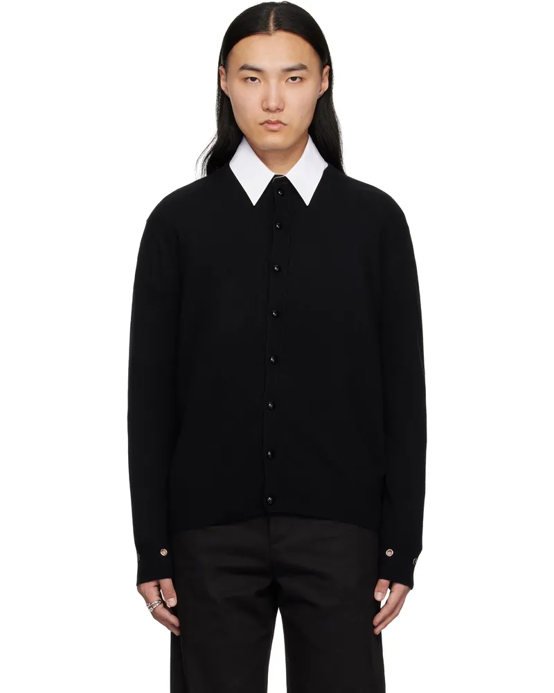 WE 11 DONE Black Eyelet Cardigan Black