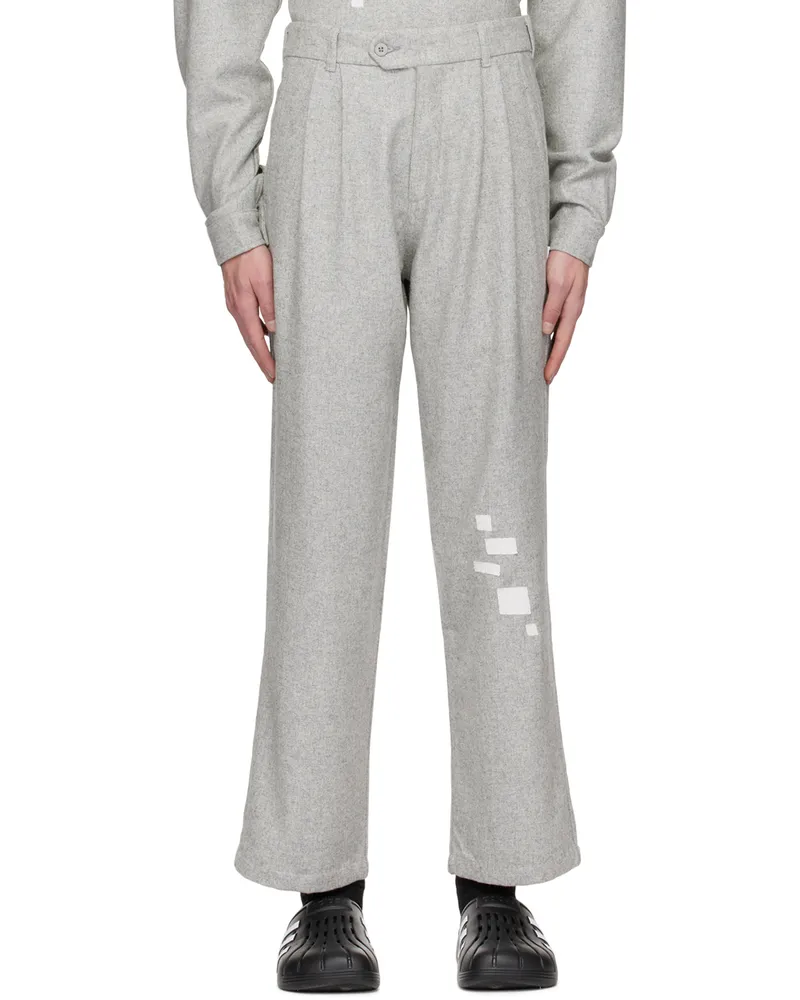 Saintwoods Gray Patch Trousers Grey
