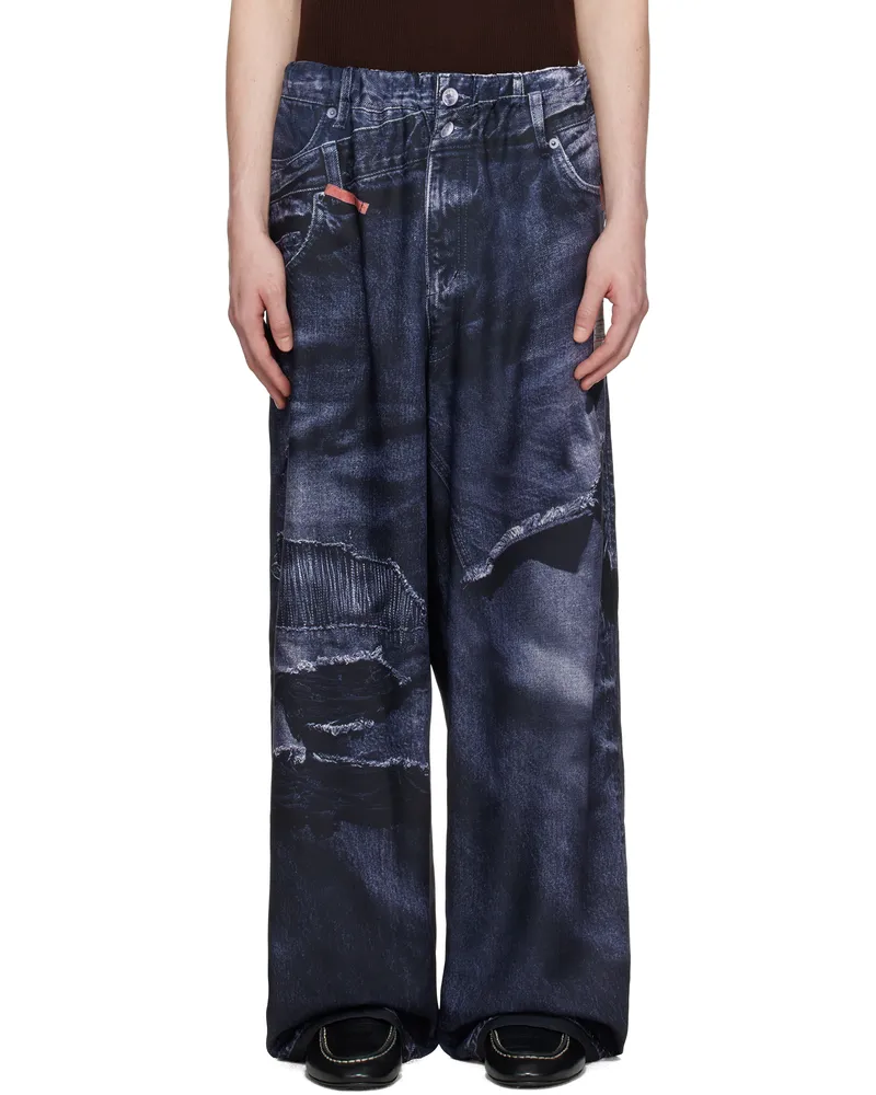 MIHARAYASUHIRO Black TALKING ABOUT THE ABSTRACTION Edition Trompe-l'oeil Wide Trousers Black