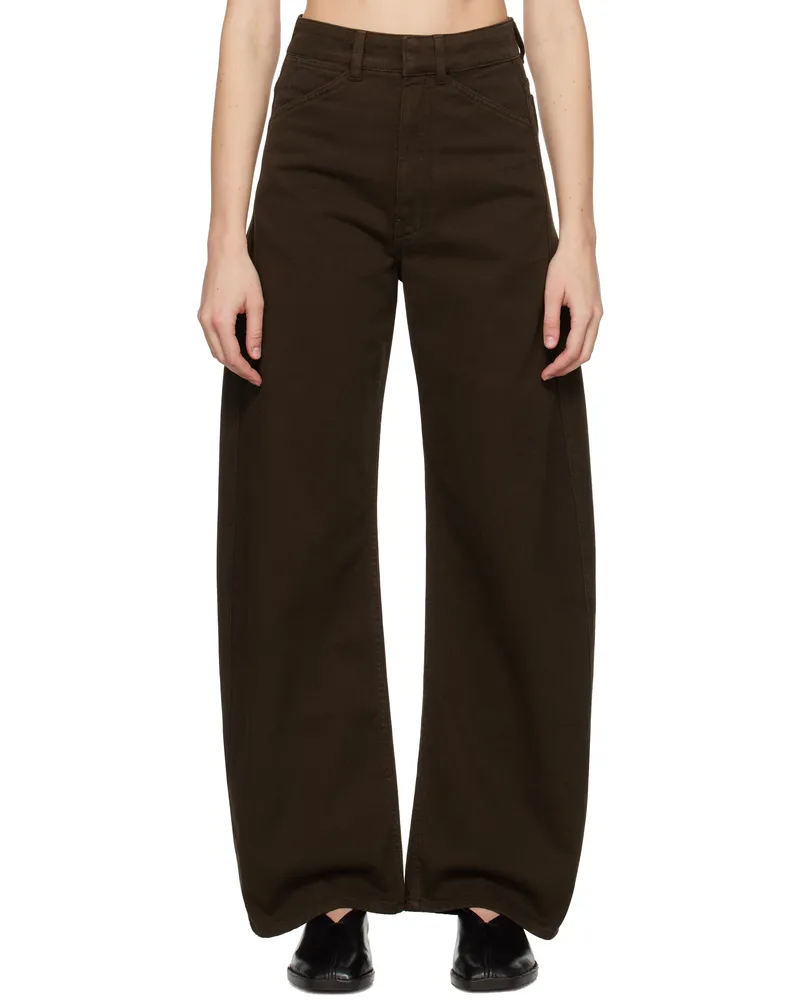Christophe Lemaire Brown High Waisted Curved Jeans Br495