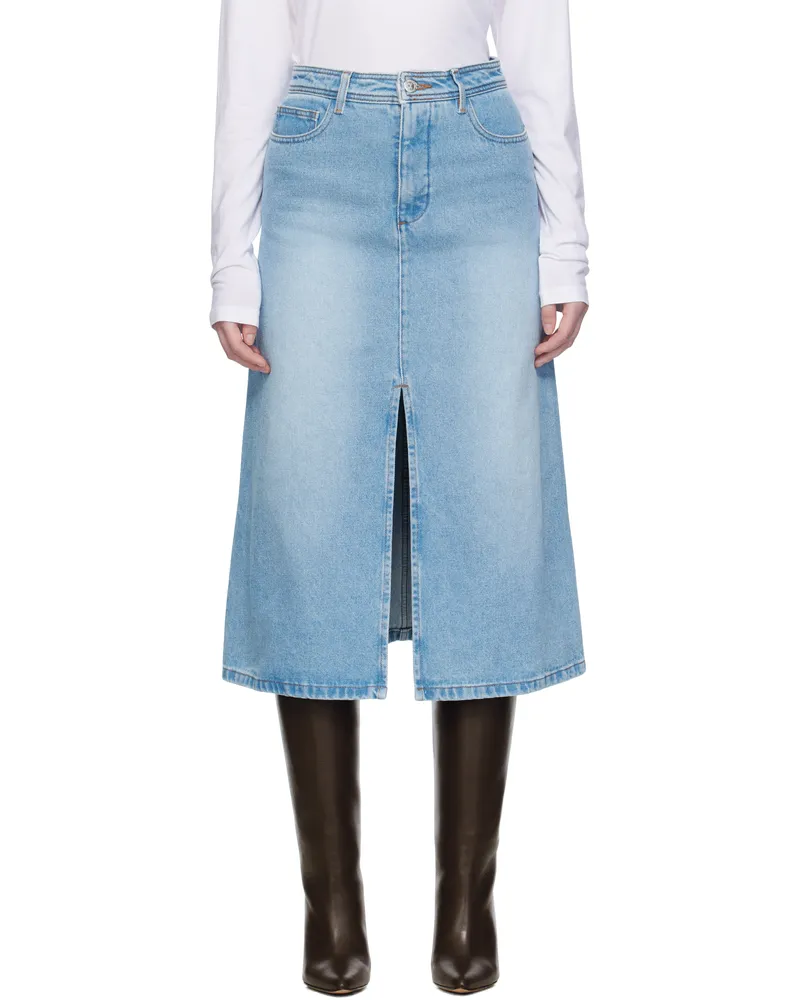 A.P.C. Blue Georgia Denim Midi Skirt Iab