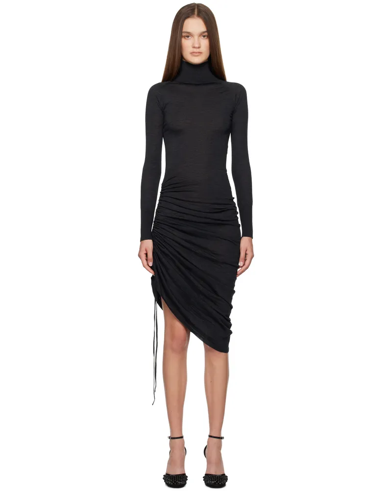 Alaïa Black Draped Midi Dress 994