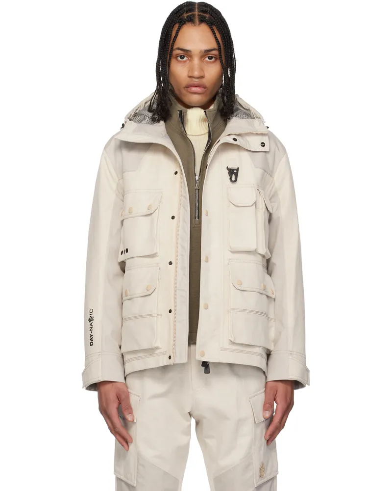 Moncler Beige Spur Hooded Linen & Cotton Field Jacket 268