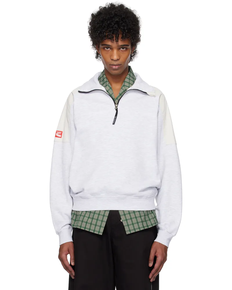 Kijun Gray & Beige Half Zip-Up Sweatshirt Melange_white