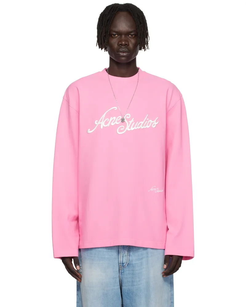 Acne Studios Pink Logo Relaxed Fit T-shirt Bp5