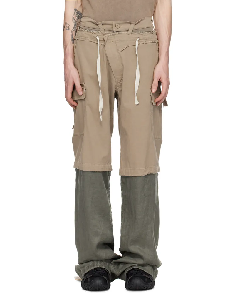 OTTOLINGER Gray & Khaki Baggy Cargo Pants Olive