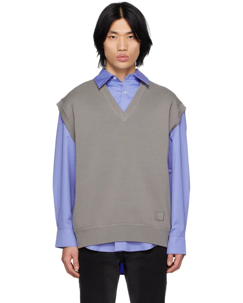 Wooyoungmi Gray V-Neck Vest Grey
