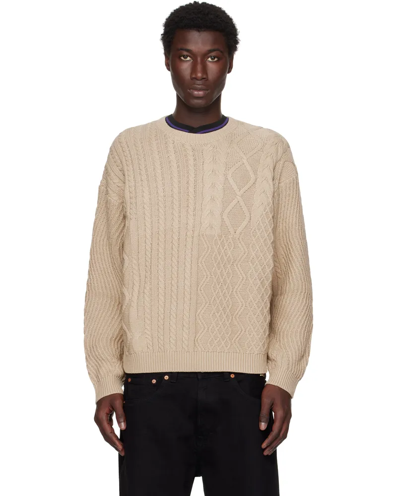 Dime Beige Mixed Cable Knit Sweater Sand