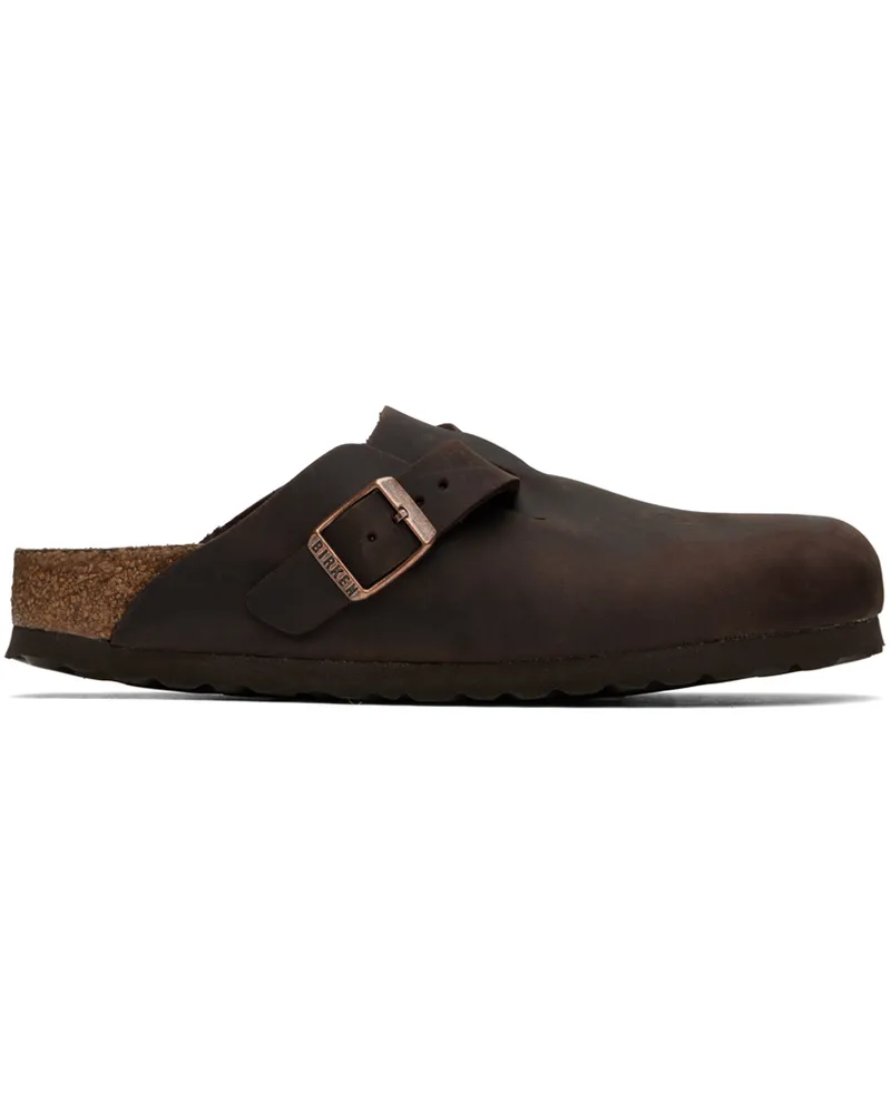 Birkenstock Brown Narrow Boston Soft Footbed Loafers Habana