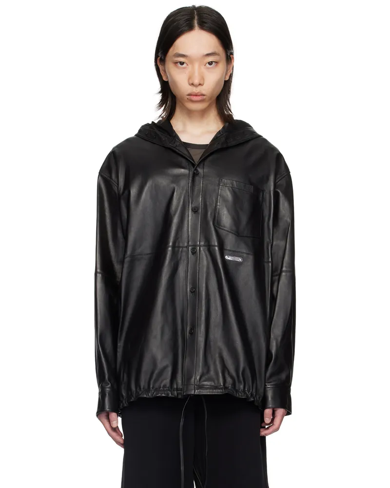 Helmut Lang Black Hooded Leather Jacket Black