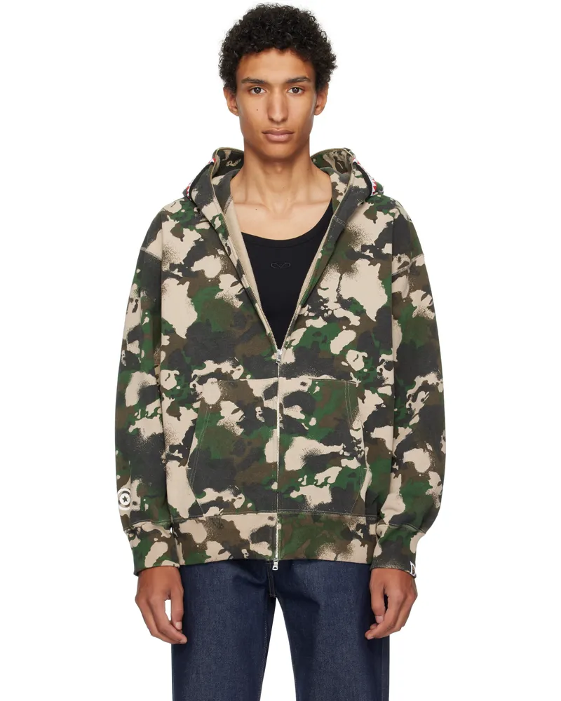 BAPE Green Map Camo Shark Full Zip Hoodie Grn-green