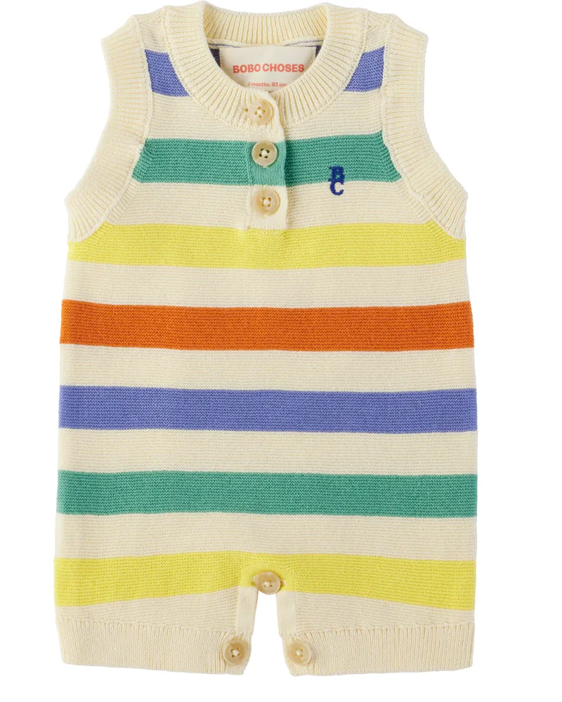BOBO CHOSES Baby Multicolor Striped Knitted Jumpsuit Multicolor
