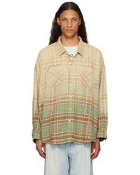 R13 Green Drop Neck Work Shirt Gradbleach