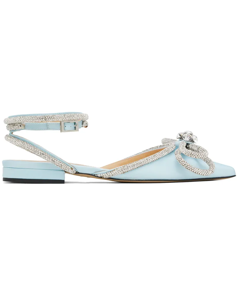 Mach & Mach Blue Double Bow Ballerina Flats Sky
