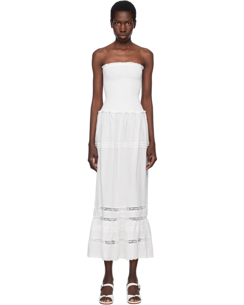 Frankies Bikinis White Empress Strapless Smocked Maxi Dress White
